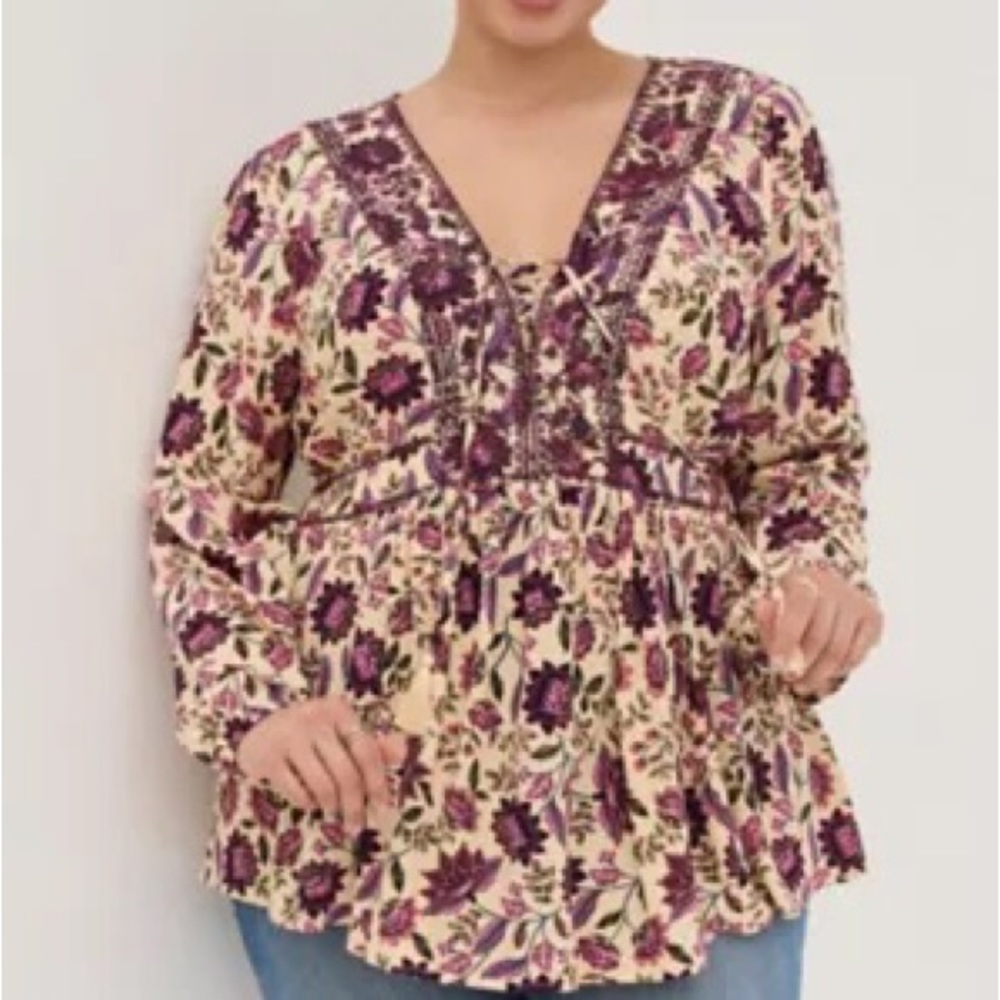 Torrid peasant long sleeve flowy hippie tunic Plus size 3x NWT